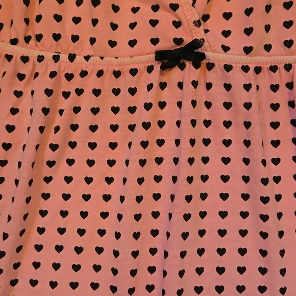 PINK Victoria's Secret "I Only Sleep In Pink" Pink/Black Heart Babydoll Nightie - Picture 3 of 6